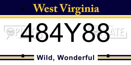 484Y88 West Virginia License Plate