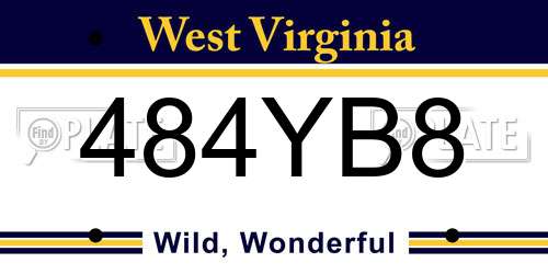 484YB8 West Virginia License Plate