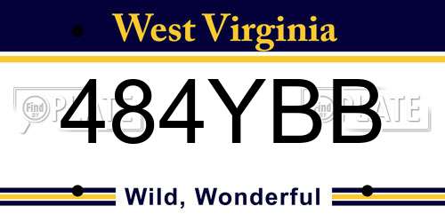 484YBB West Virginia License Plate