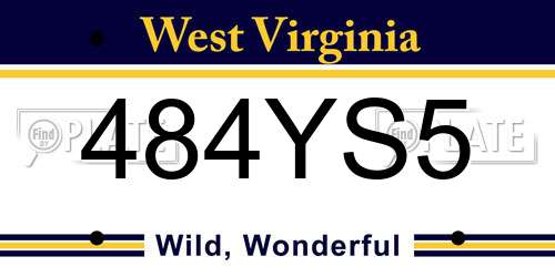 484YS5 West Virginia License Plate