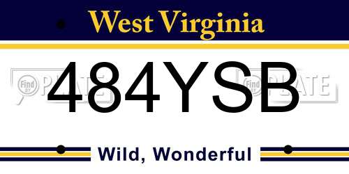 484YSB West Virginia License Plate