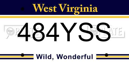 484YSS West Virginia License Plate