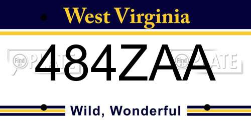 484ZAA West Virginia License Plate