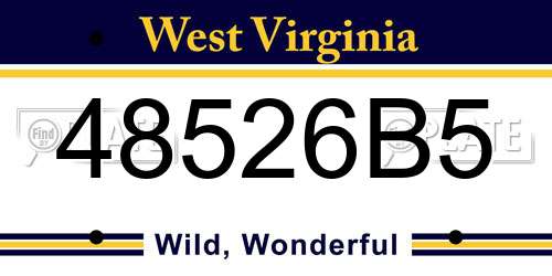 48526B5 West Virginia License Plate