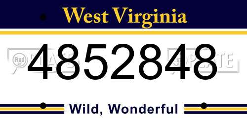 4852848 West Virginia License Plate