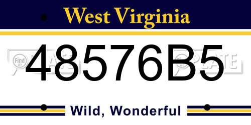48576B5 West Virginia License Plate