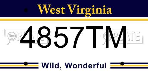 4857TM West Virginia License Plate