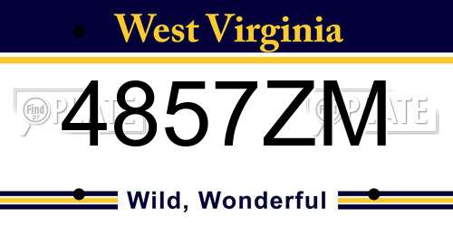 4857ZM West Virginia License Plate