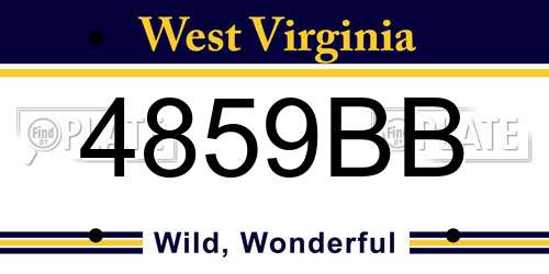 4859BB West Virginia License Plate