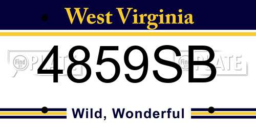 4859SB West Virginia License Plate