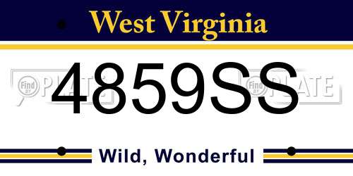 4859SS West Virginia License Plate