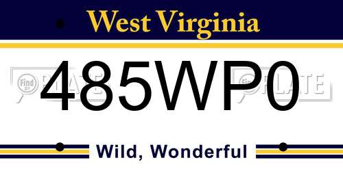 485WP0 West Virginia License Plate