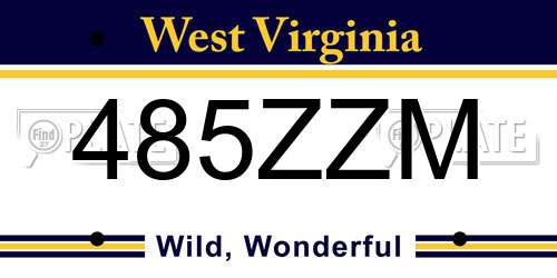 485ZZM West Virginia License Plate