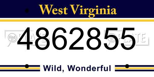 4862855 West Virginia License Plate