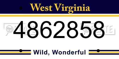 4862858 West Virginia License Plate
