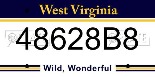 48628B8 West Virginia License Plate