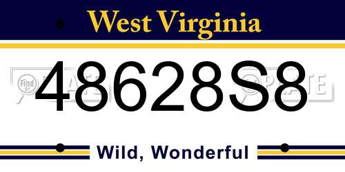 48628S8 West Virginia License Plate