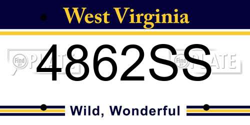 4862SS West Virginia License Plate