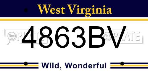 4863BV West Virginia License Plate