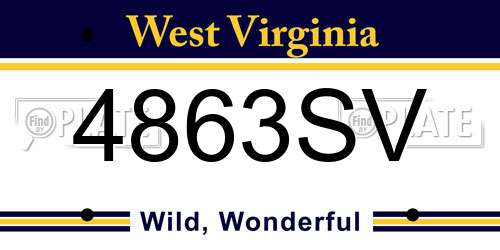 4863SV West Virginia License Plate