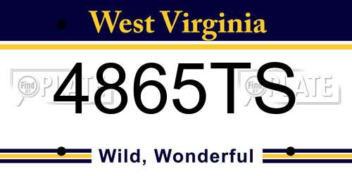 4865TS West Virginia License Plate