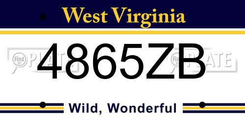 4865ZB West Virginia License Plate