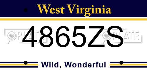 4865ZS West Virginia License Plate