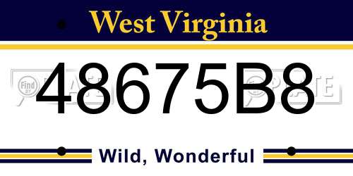 48675B8 West Virginia License Plate