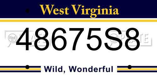 48675S8 West Virginia License Plate