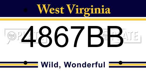 4867BB West Virginia License Plate