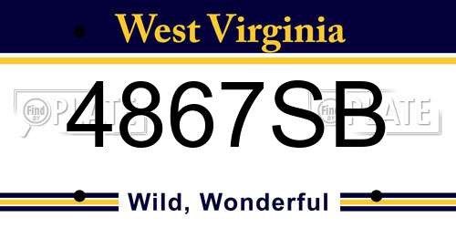 4867SB West Virginia License Plate