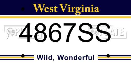4867SS West Virginia License Plate