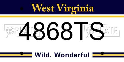 4868TS West Virginia License Plate