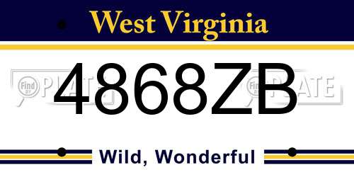 4868ZB West Virginia License Plate