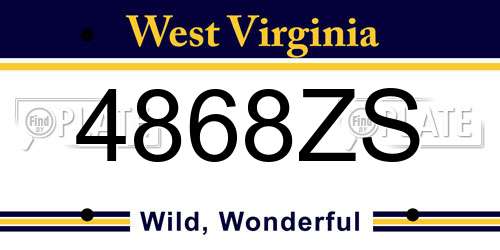 4868ZS West Virginia License Plate