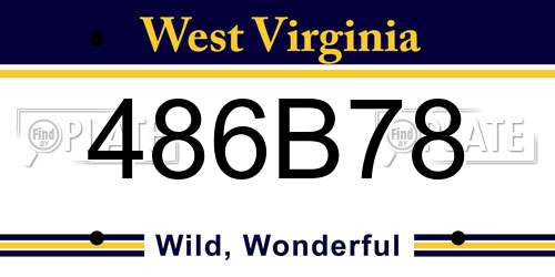 486B78 West Virginia License Plate