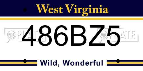 486BZ5 West Virginia License Plate