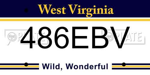 486EBV West Virginia License Plate