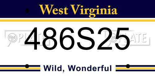 486S25 West Virginia License Plate