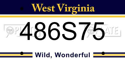 486S75 West Virginia License Plate