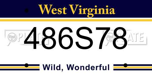 486S78 West Virginia License Plate