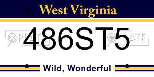 486ST5 West Virginia License Plate