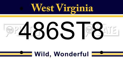 486ST8 West Virginia License Plate