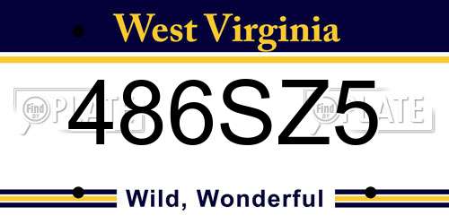 486SZ5 West Virginia License Plate