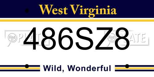 486SZ8 West Virginia License Plate