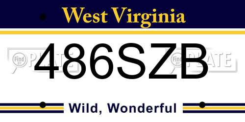 486SZB West Virginia License Plate
