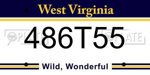 486T55 West Virginia License Plate