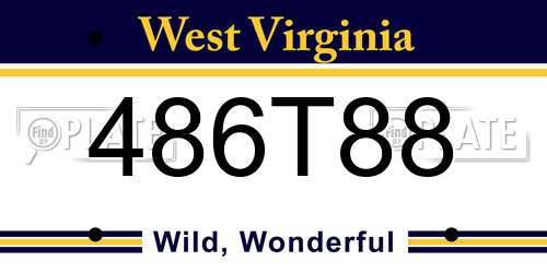 486T88 West Virginia License Plate