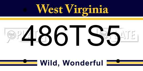 486TS5 West Virginia License Plate