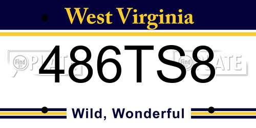 486TS8 West Virginia License Plate